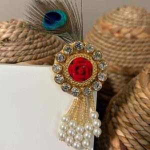 Royal Wedding Family Brooch with Pearl Tassels & Peacock Feather