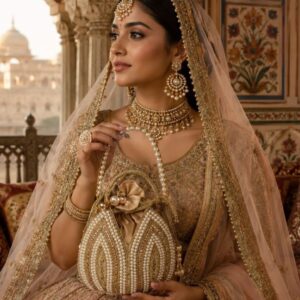 The Shahi Lotus Pearl Embellished Potli