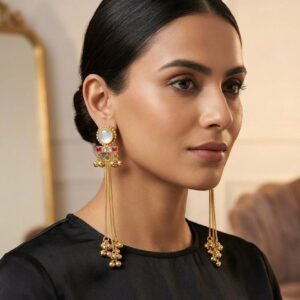 Shoulder-dusting linear drop earrings