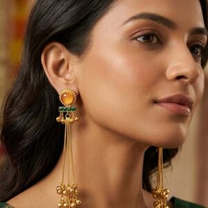 Multi-tiered enamel drop earrings