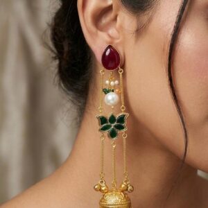 Multi-tiered fusion Jhumka earrings