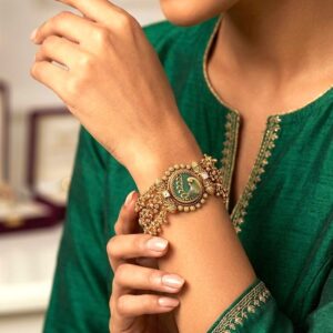 Traditional Peacock Motif Kundan Bracelet