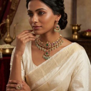 The Royal Heritage Kundan Choker Set with Peacock inspired Ring