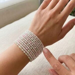 Glamorous Multi-Row Crystal Rhinestone Stackable Wide Cuff Stretch