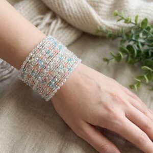 Glamorous Multi-Row Crystal Rhinestone Wide Cuff Stretch