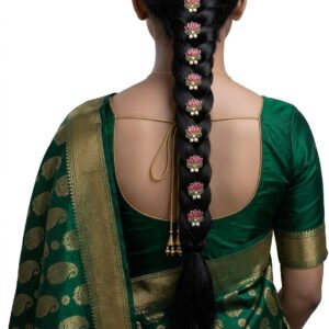 Royal Pink Lotus Traditional Hair Accessories Set ( Set of 6)